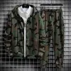 Herrspårar Autumn Men Camouflage Two Piece Set Clothing Outdoor Hoodie Topps Casual Long Pants Man Suit Fishing Wear Ropa Hombre 230923