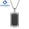 Men's Carbon Fiber Dog Tags Pendant Necklace With Chain 24 Stainless Steel Jewelry CB57A008 Necklaces234v