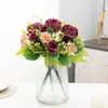 Dekorativa blommor Simulering Rose Pink Silk Peony Artificial Flower Bouquet 7 Prongs Fake Lämplig för hembröllopsdekoration