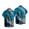 Chemises décontractées pour hommes Hawaïen pour hommes Cool Alien Surf Imprimer Manches courtes Hawaii Summer Beach Vacances Tops Respirant