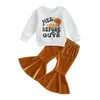 Clothing Sets ma baby 6M4Y Thanksgiving Day Toddler infant Baby Girls Cloths Letter Long Sleeve Tops Velvet Flare Pants Outfits D05 230923