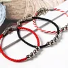 Bracelets à maillons 100 pièces bonne chance, corde noire et rouge faite à la main, réglable pour femmes et hommes, matériel de bricolage, accessoires pour la fabrication de bijoux