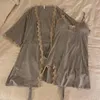 Kvinnors sömnkläder Bomull Tvådelar Robe Set med Suspender Nightdress for Women Sexig Modal BathroBenightGown Kimono-klänning
