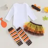 Clothing Sets 0801 Lioraitiin 012M Thanksgiving Day Baby Girls Boys Clothes 4pcs Turkey Print Long Sleeve RomperLace Tutu Skirts 230923