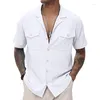 Chemises décontractées pour hommes Arrivées 2023 Linge Hommes Bouton à manches courtes Top Smart Business Double Poche Coton Chemise Hawaïenne