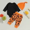 Комплекты одежды ma baby 018M, одежда на Хэллоуин для маленьких мальчиков и девочек, комбинезон с длинными рукавами и принтом тыквы, штаны, шляпа, костюмы, D05 230923
