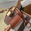 Mini canvas draagtas Geruite bowlingtas Olijfgroen Boston Kussentas Berkenbruine handtas Portemonnee met handvat Dames Crossbody schoudertassen Leren bagagelabel bakken