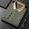 Polos męski 2023 Lapel Long-Sleeved Polo Shirt Fashion Hafdery Haft Casual Lose Tching T-shirt