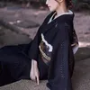 Vêtements ethniques japonais dentelle noire Wabi-sabi Yukata robes vintage améliorées kimono pographie voyage po