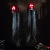 Autres fournitures de fête d'événement Halloween suspendu crâne fantôme avec des cheveux longs yeux brillants terreur maison tête squelette accessoires décoration 230923