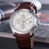 2019 Stopwatch All the Work Watch MENS Silver Case White Dial Stal nierdzewna marka kalibru Zegarek Analog Glass Watch Montre 195a