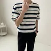 Męskie bluzy bluzy Lato luźne biały niebieski w paski w paski krótkie rękawie Mężczyzna moda mody casual ponadwymiarowa koszulka vintage ubrania japońska streetwear 2023 230923