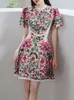 Basic Casual Dresses 2024 A Line New Fashion Design Runway Dress 2023 Lace Embroidery Flower Rose Red Summer Dresses Vestidos
