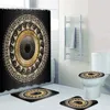 Shower Curtains 3D Luxury Black Gold Greek Key Meander Baroque Bathroom Curtains Shower Curtain Set for Bathroom Modern Geometric Bath Rug Decor 230923