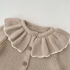 Cardigan Charming Cozy Ins Autumn Baby Girls Knit Cardigan Sweater Lotus Collar Ruffled Hemline Infant Toddler Cute Coat 0-3Y 230923