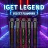 本物のIget Legend 4000 Puffs 4K使い捨て蒸気タバコポッドデバイスキットパワフル1500mAhバッテリー