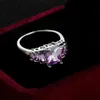 LuckyShine 925 argent violet cristal Zircon carré pour les femmes anneaux bijoux de fête cadeaux 6- 10 #2636