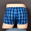 Underbyxor mäns shorts vävd bomull sexig modekontroll arro byxor låg stigning u höjde hem sovande underkläder
