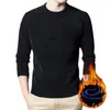 Herren Body Shapers Plüschpullover mit und verdicktem Winterwärme Chenille Einfarbig T-Shirt Haarersatz