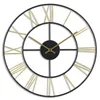 Relojes de pared dorados para interiores, redondos, modernos, abiertos, números romanos, reloj analógico de Metal con movimiento de cuarzo, decoración de habitación Yk, adorno de cocina