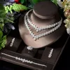 Necklace Earrings Set HIBRIDE Vintage Square Design 4pcs And Earring Two Layers Cubic Zirconia For Women Bridal Party N-985