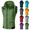 Men's Vests 2023 SpringSummer Top Hooded Tank Sleeveless Vest Solid Casual Hoodie Pocket Zipper Coat chaquetas hombre 230923