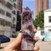 Dekorativa figurer stor naturlig dröm Amethyst Big Purple Crystal Point Wand Quartz Tower för heminredning 1 st