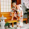 Roupas étnicas Mulheres Yukata Robe Japão Clássico Kimono 5 Peças / Set Lindas Estampas Florais Vestido Vintage Cosplay / Performance Wear