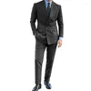 Herrdräkter Slim Fit 2-stycken Män passar 2023 Double-Breasted Jacket Pants Set Business Groom Tuxedo för Wedding Party (Blazer Pants)