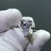 Anelli a grappolo 2021 Solitario Taglio a pera Anello con diamante simulato da 6 ct Anello in argento sterling 925 Fede nuziale di fidanzamento per le donne Festa Je252U