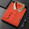 Polos męski 2023 Lapel Long-Sleeved Polo Shirt Fashion Hafdery Haft Casual Lose Tching T-shirt