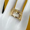 Fashiom ringar designer diamant bokstäver f ring engagemang för kvinnors breda ringdesigners smycken guldring prydnader med låda nya 234t