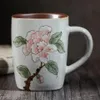 Vintage Kaffeetasse Jingdezhen handbemalte Pfingstrose Keramiktasse kreative Persönlichkeit Retro Mug320E