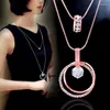 Pendant Necklaces LEEKER Charm Round Circle Long Necklace For Women 2 Layers Chain Statement Jewelry Female 389 XS6