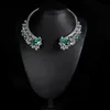 Chokers Ocean Green Crystal Clear Hard Choker Naszyjnik Women Wedding Biżuter Kamień Kamień Kobiet Naszyjniki Party Prezent Bijoux 230923