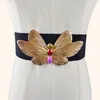 Belts Fashion Female Wide Elastic Waistband Gold Bow Tie Buckle Belt For Women Waist Band Sweater Coat Clothing Cummer Accessories