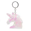 Cute Unicorn Keychain Glitter Pompom Sequins Key Ring Gifts For Guest Women Wedding Souvenir Car Bag Accessories Key Chain242H