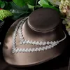 Necklace Earrings Set HIBRIDE Vintage Square Design 4pcs And Earring Two Layers Cubic Zirconia For Women Bridal Party N-985