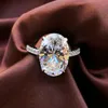 Anéis de cluster charme rosa zircão anel de dedo 925 prata esterlina festa de casamento banda para mulheres homens promessa noivado jóias presente