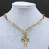 Collane con ciondolo Acciaio inossidabile Cuore Croce Gesù Collana girocollo Colore oro Preghiera Regalo Gioielli Collier Acier Inoxydable N6012S07