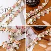 Flowers Lace Edge Trim,1 Yards Vintage Ribbon Rose Pearl Beads Fabric Embroidered Applique for Sewing Bridal Dress Party 122292