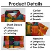 Men's Casual Shirts Painting Of Colorblock Loose Shirt Men Vacation Abstract Check Hawaii Short-Sleeved Fashion Oversized Blouses