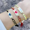 Charm Bracelets White CZ Stones I Love You Bend Lucky Bracelet Women Girl Red Black Enamel Heart Tassels Beaded Macrame Friendship Jewelry