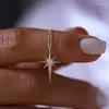 Pingente colares moda simples hexagrama zircônia cúbica colar feminino elegante geométrico estrela festa jóias acessórios