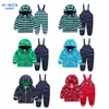 Zestawy odzieży Honeyking Childrens Suit Rain Rain Waterproof kombinezon spodnie dla małych dzieci Jokat Jeska Rainwear Chłopcy Kurtka i spodnie Set 230923