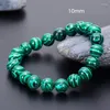 Pulsera de malaquita con piedras preciosas naturales, piedras elásticas de 6mm, 8mm, 10mm, 12mm, cuentas redondas, pulseras de cristales curativos para mujeres y hombres, regalos