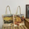 Einkaufstaschen Frauen Leinwand Umhängetasche Kunst Ölgemälde Damen Casual Handtasche Tote Große Kapazität Baumwolle Wiederverwendbare Strand 230923