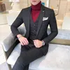 Men's Suits Blazers Luxury Men Dress British 3Piece Set Wedding Suit Fall Mens Business Formal Plaid Slim Fit 230923