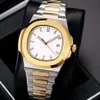 19色のメンズウォッチ自動自動風の滑空Sooth Second Hand Sapphire Glass Silver and Gold Wristwatch207V