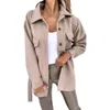 Veste femme mélange de laine Trench-Coat solide pour femme avec veste à col à revers et ceinture à la taille pardessus en laine vêtements d'extérieur pour femmes L5 230923